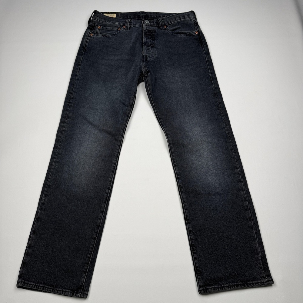 Levis Premium 501 Jeans Mens 32x30 Blue Straight Leg Button Fly Stretch Denim
